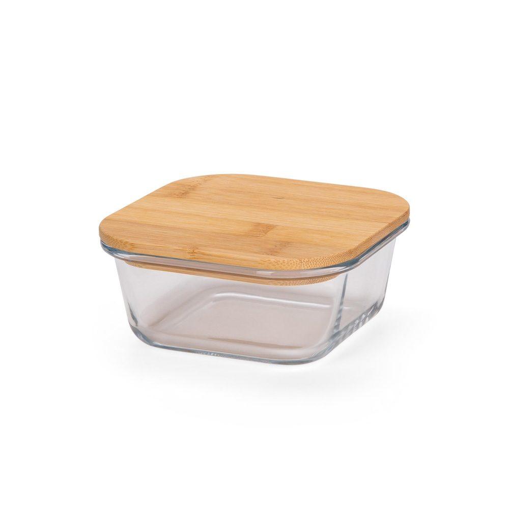 Marmita vidro 400ml GO1694 na cor Transparente e bambu, brinde personalizado Sky Brindes