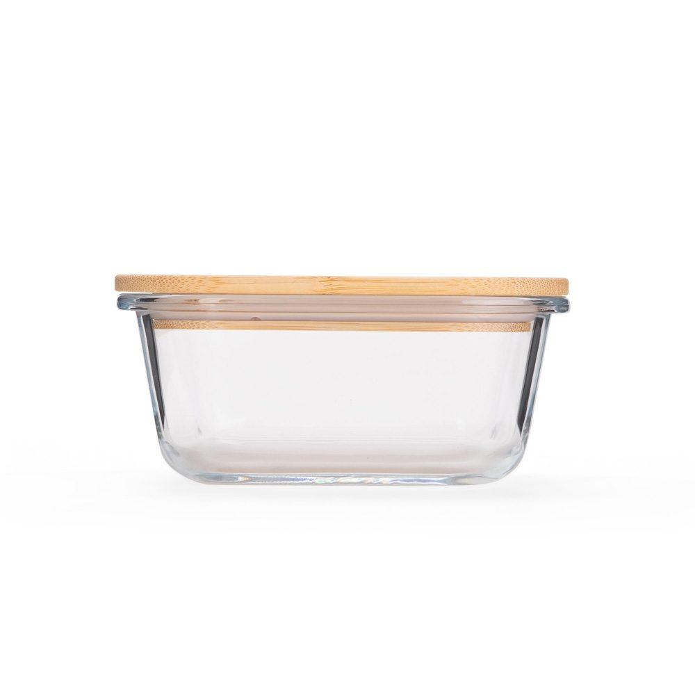 Marmita vidro 400ml GO1694 na cor Transparente e bambu, brinde personalizado Sky Brindes