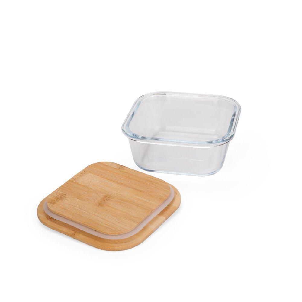 Marmita vidro 400ml GO1694 na cor Transparente e bambu, brinde personalizado Sky Brindes