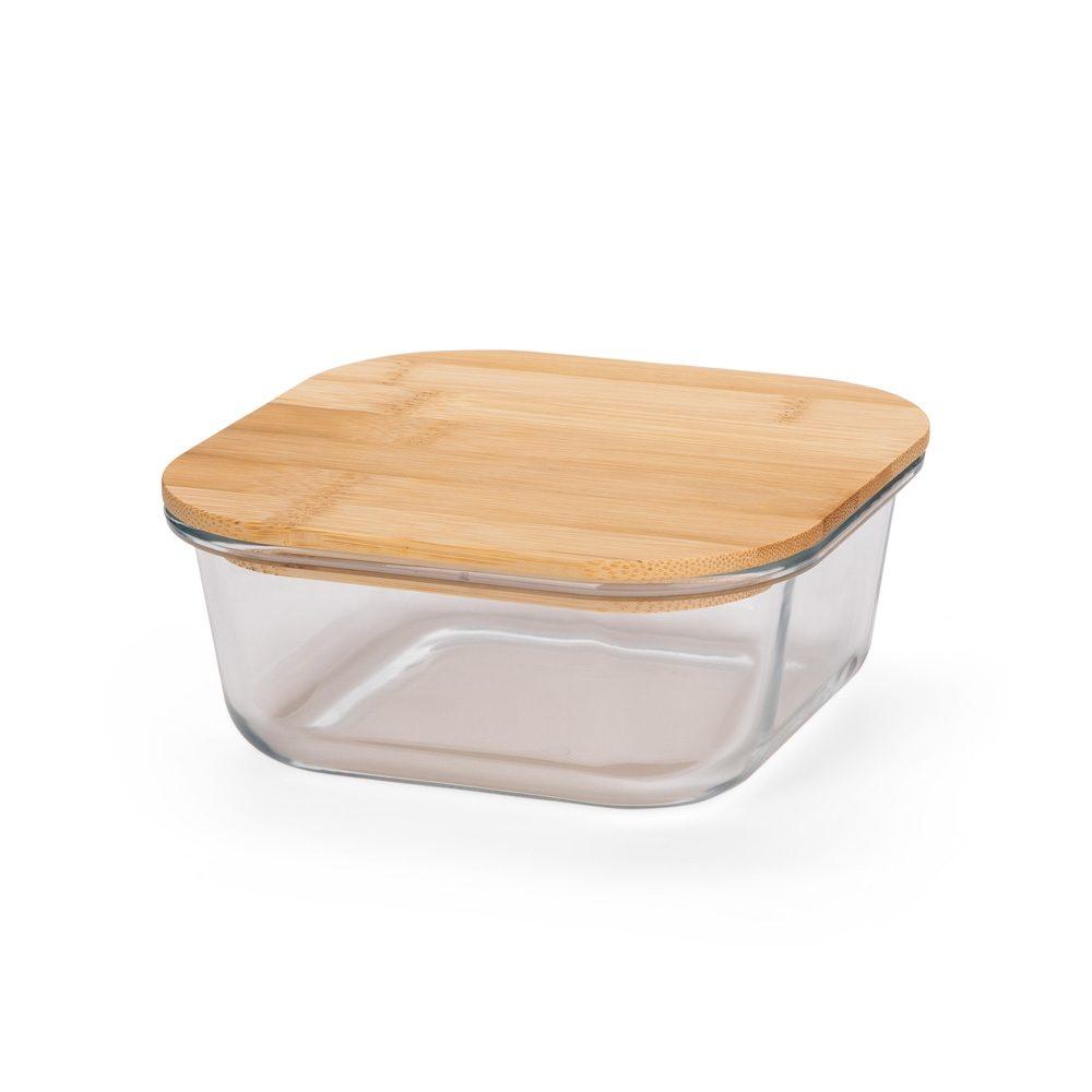 Marmita vidro 650ml GO1695 na cor Transparente e bambu, brinde personalizado Sky Brindes