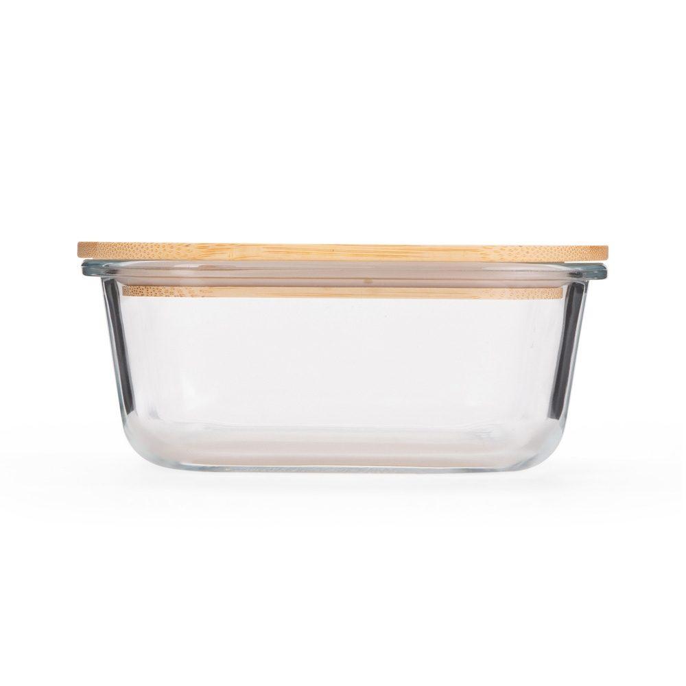 Marmita vidro 650ml GO1695 na cor Transparente e bambu, brinde personalizado Sky Brindes