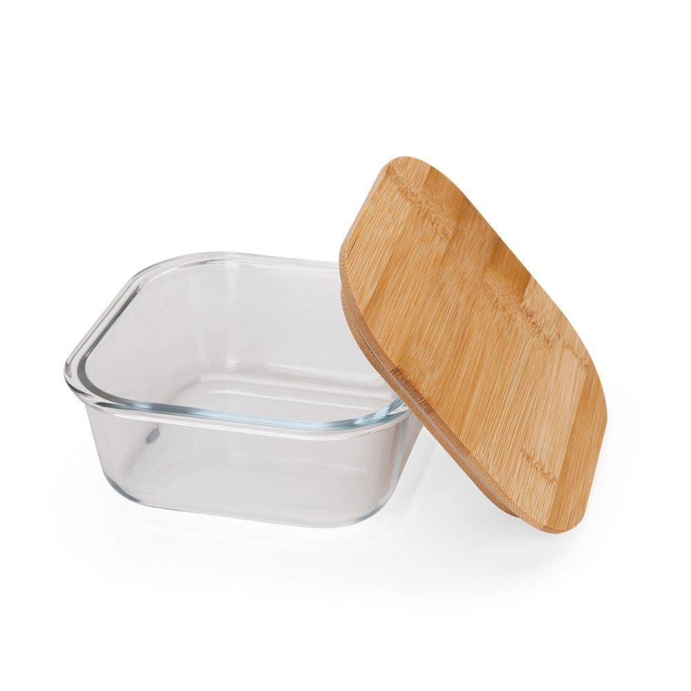 Marmita vidro 650ml GO1695 na cor Transparente e bambu, brinde personalizado Sky Brindes