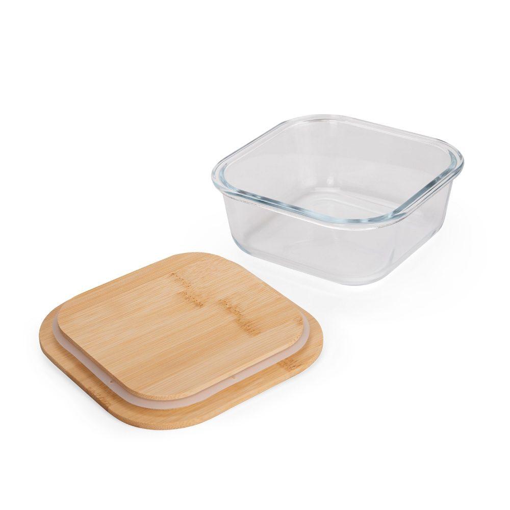 Marmita vidro 650ml GO1695 na cor Transparente e bambu, brinde personalizado Sky Brindes