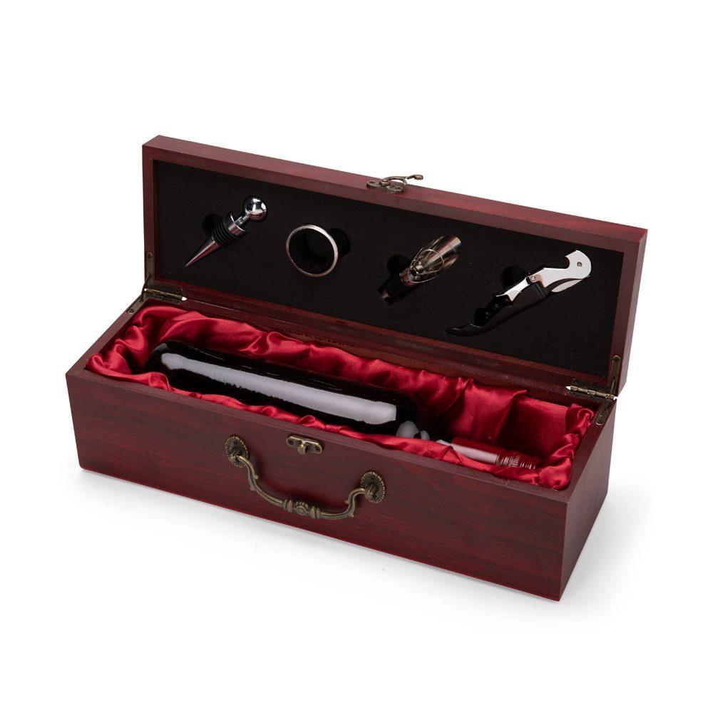 Kit vinho 4 peças GO1697 na cor Vinho, brinde personalizado Sky Brindes