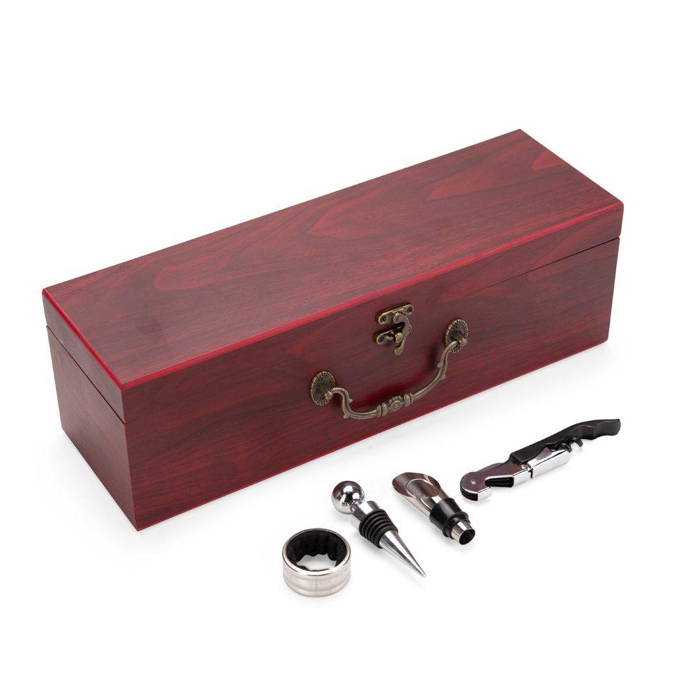 Kit vinho 4 peças GO1697 na cor Vinho, brinde personalizado Sky Brindes