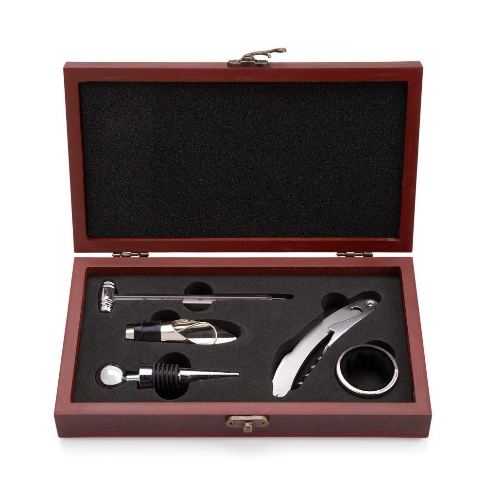 Kit vinho 5 peças GO1699 na cor Vinho, brinde personalizado Sky Brindes