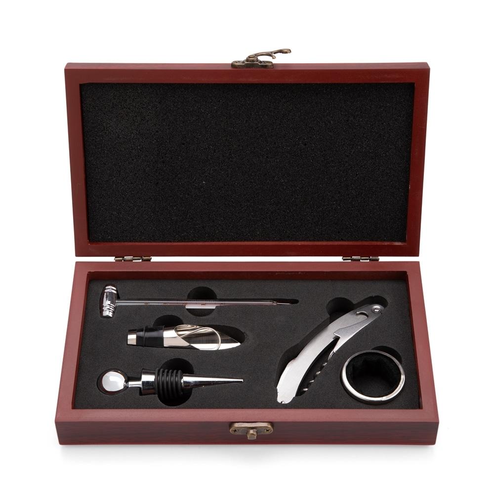 Kit vinho 5 peças GO1699 na cor Vinho, brinde personalizado Sky Brindes