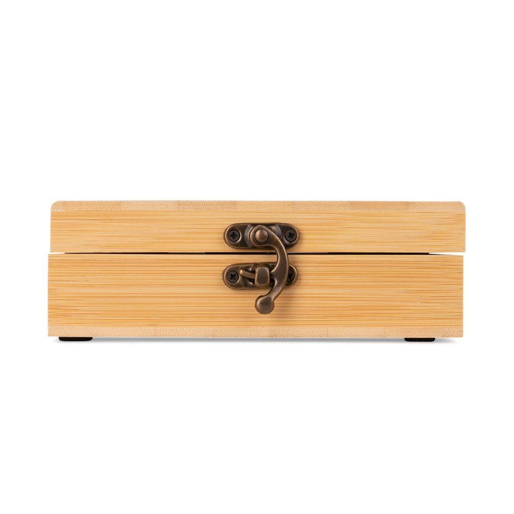Kit vinho xadrez 4 peças GO1700 na cor Bambu e bambu, brinde personalizado Sky Brindes