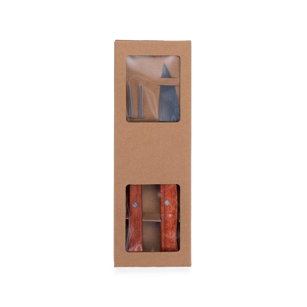 Kit churrasco 2 peças GO1704 na cor Kraft, brinde personalizado Sky Brindes