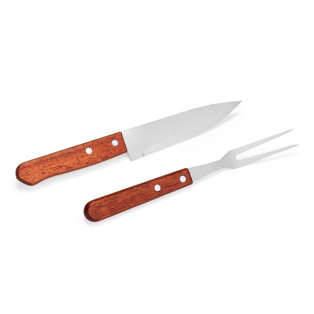 Kit churrasco 2 peças GO1704 na cor Kraft, brinde personalizado Sky Brindes