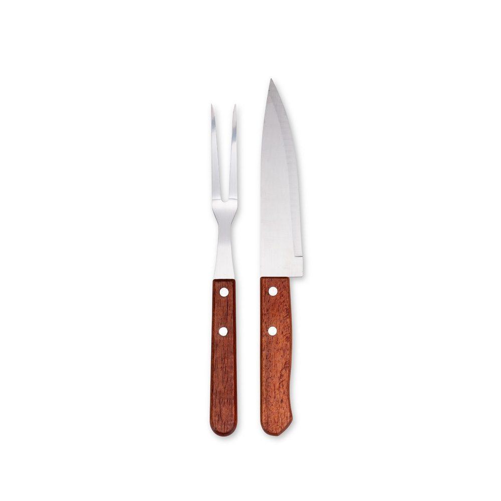 Kit churrasco 2 peças GO1704 na cor Kraft, brinde personalizado Sky Brindes
