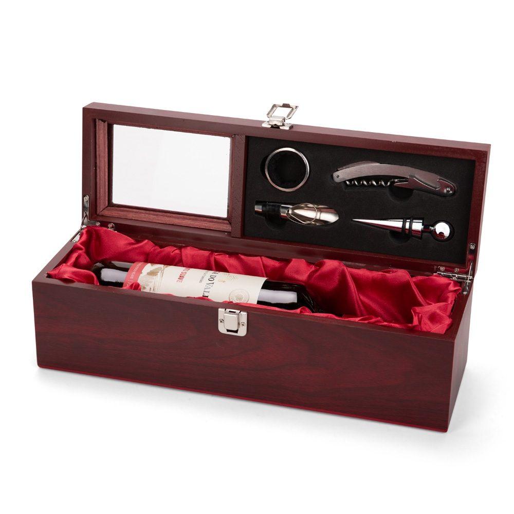 Kit vinho 4 peças GO1712 na cor Vinho, brinde personalizado Sky Brindes