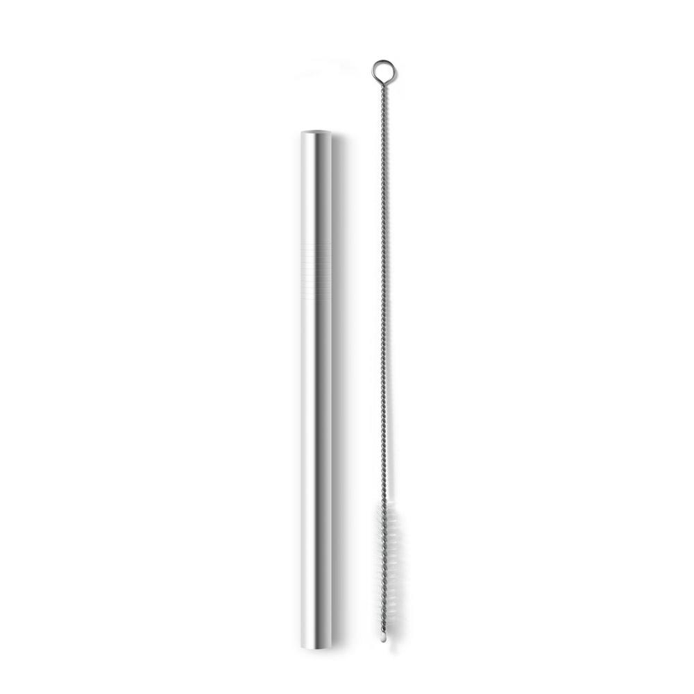 Canudo em aço inox com escova de limpeza GO1753 na cor Cromado, brinde personalizado Sky Brindes