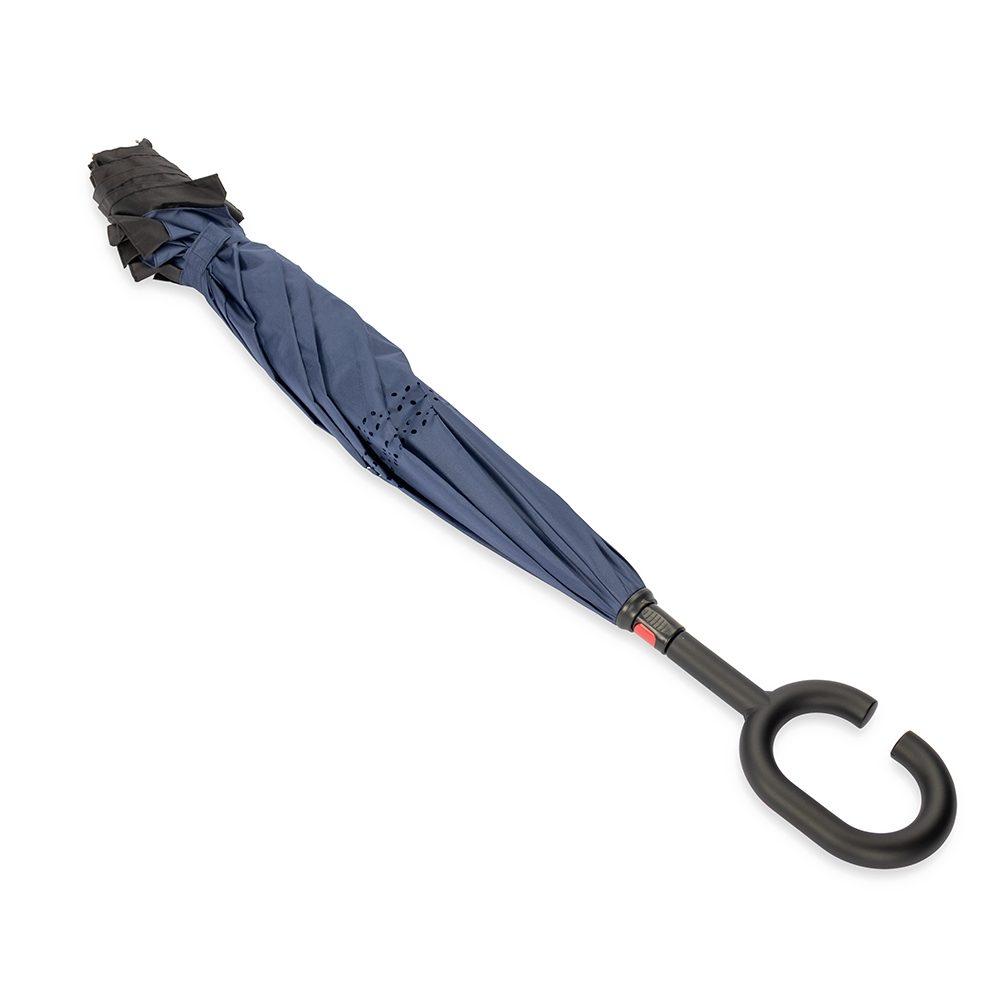 Guarda-chuva invertido GU0008 na cor Azul e preto, brinde personalizado Sky Brindes