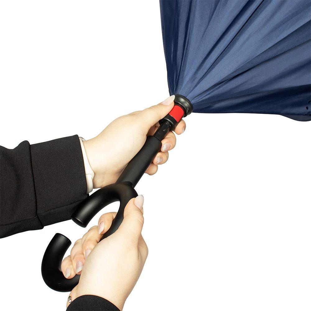 Guarda-chuva invertido GU0008 na cor Azul e preto, brinde personalizado Sky Brindes