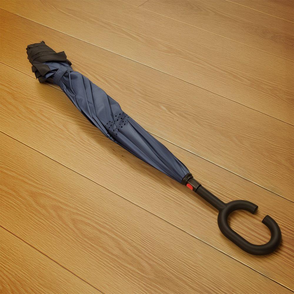 Guarda-chuva invertido GU0008 na cor Azul e preto, brinde personalizado Sky Brindes