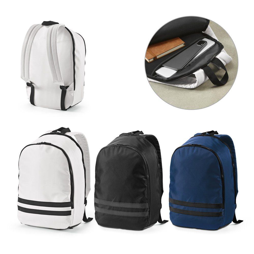 Mochila 290T poliéster reciclado MO1520 na cor Branco, brinde personalizado Sky Brindes