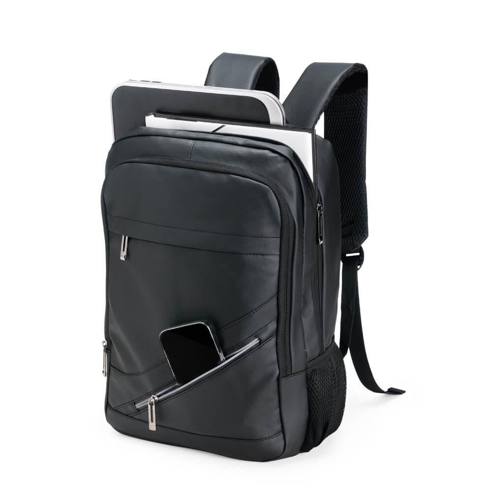 Mochila Couro Sintético 18 Litros MO1680 na cor Preto, brinde personalizado Sky Brindes