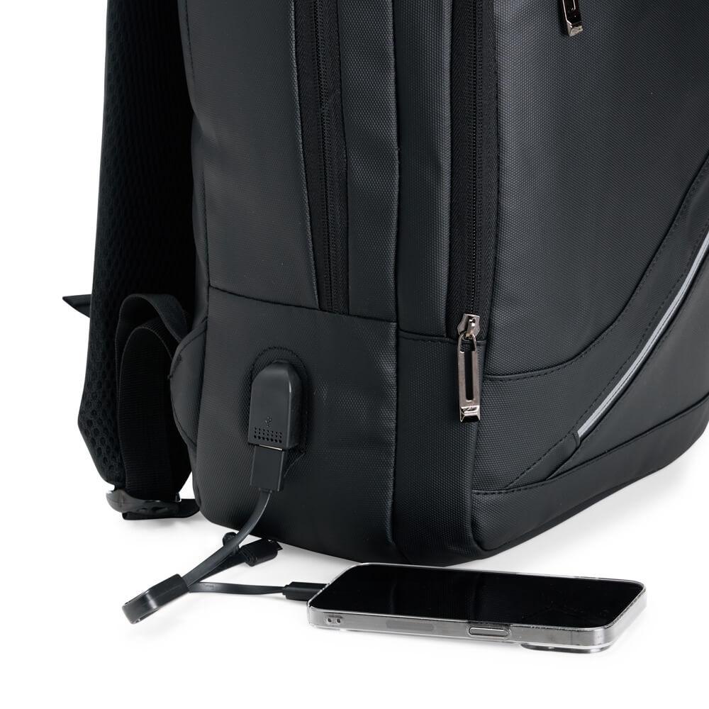 Mochila Couro Sintético 18 Litros MO1680 na cor Preto, brinde personalizado Sky Brindes