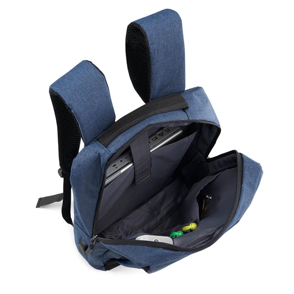 Mochila de Nylon USB 21L MO1708 na cor Azul, brinde personalizado Sky Brindes