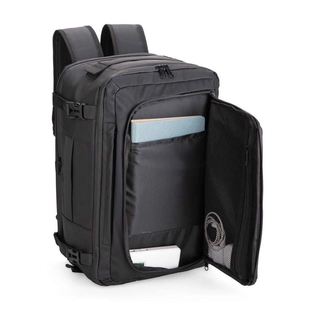 Mochila Couro Sintético 28 Litros MO1727 na cor Preto, brinde personalizado Sky Brindes
