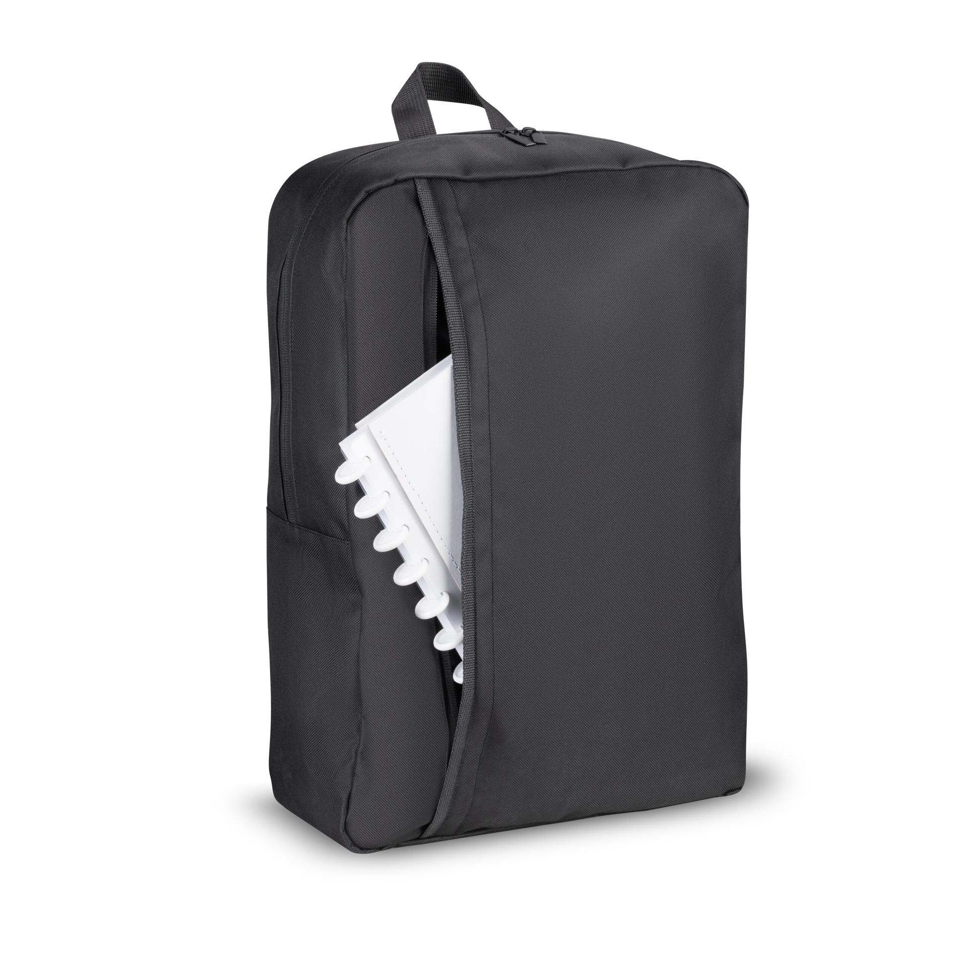 Mochila para notebook em Poliéster 600D MO1731 na cor Preto, brinde personalizado Sky Brindes