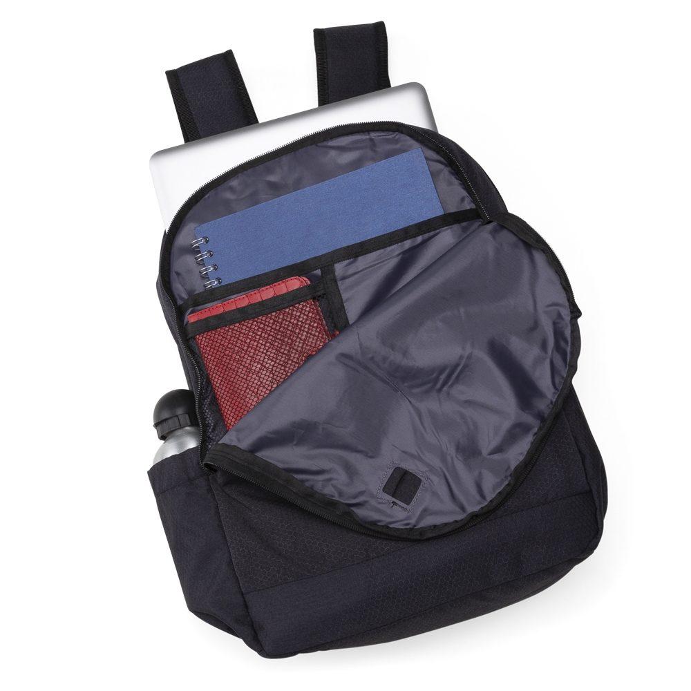 Mochila poliester MO1735 na cor Preto, brinde personalizado Sky Brindes