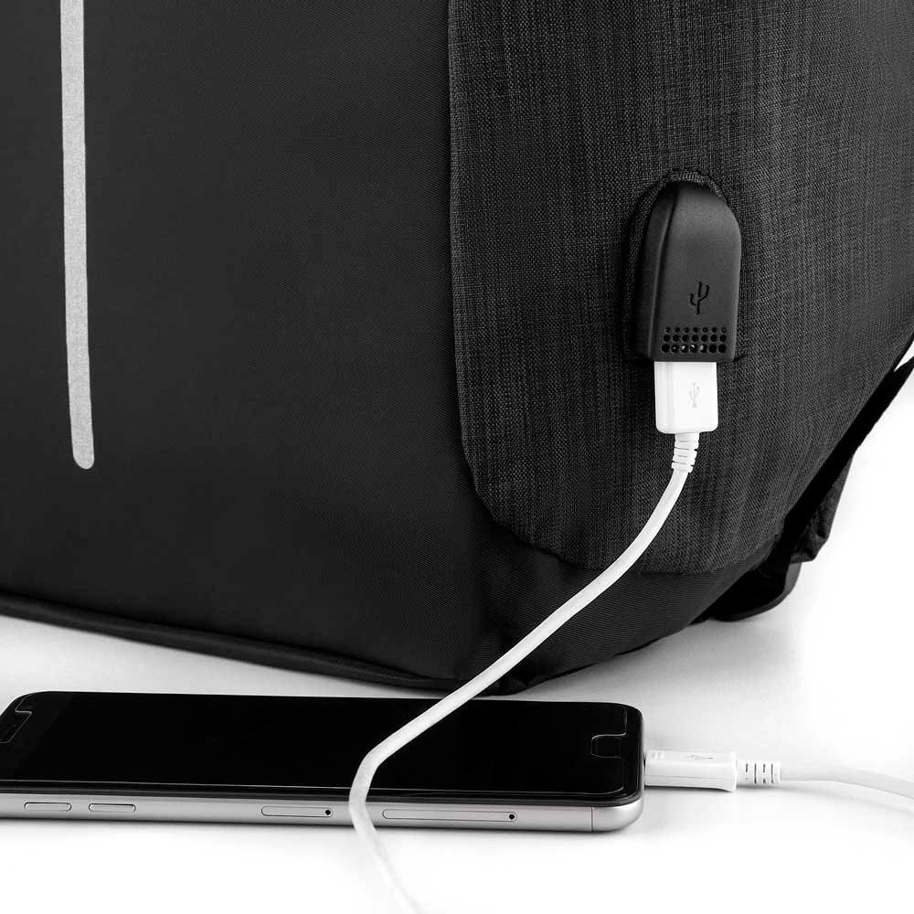 Mochila anti-furto MO1736 na cor Preto, brinde personalizado Sky Brindes