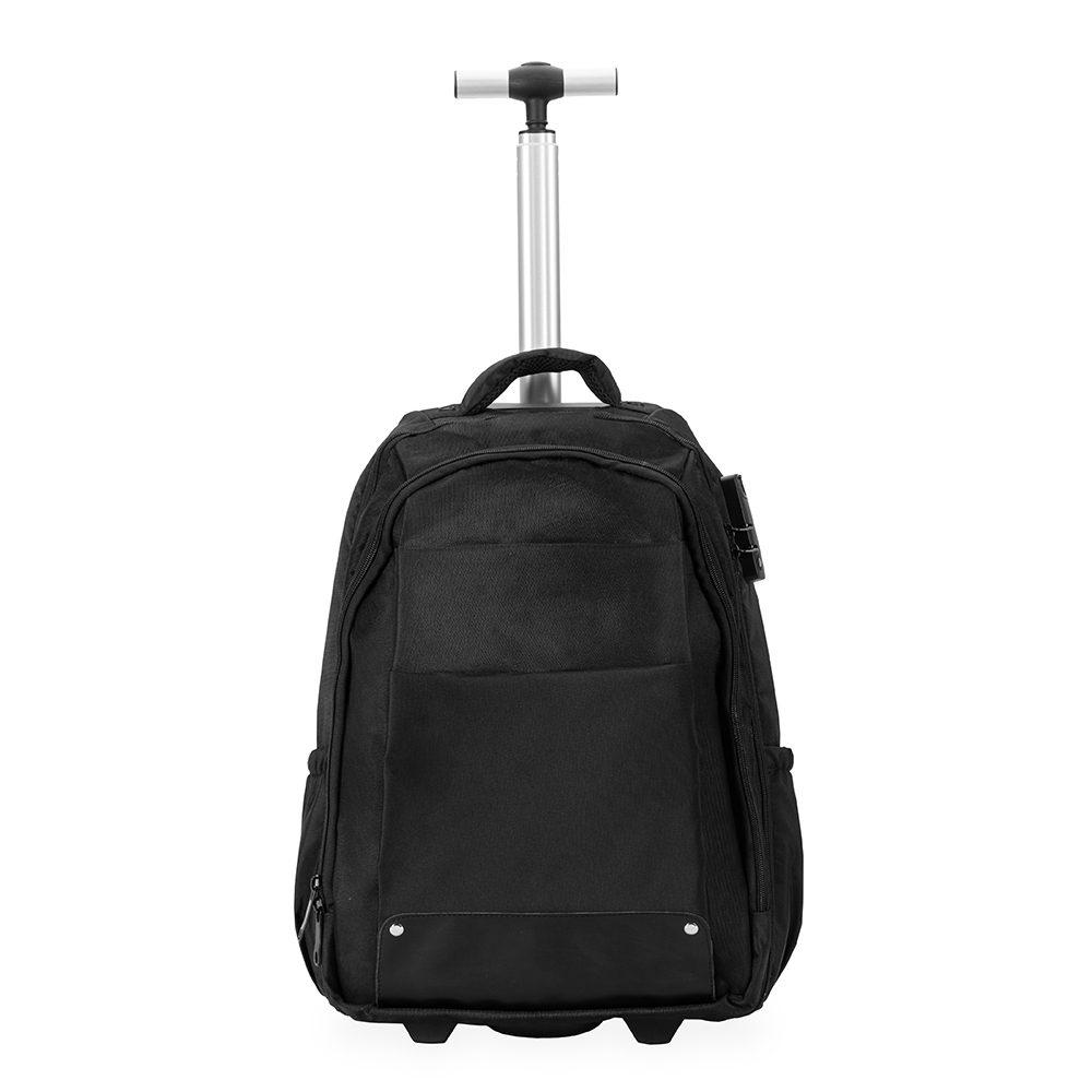 Mochila com rodinhas 27 litros MO1744 na cor Preto, brinde personalizado Sky Brindes