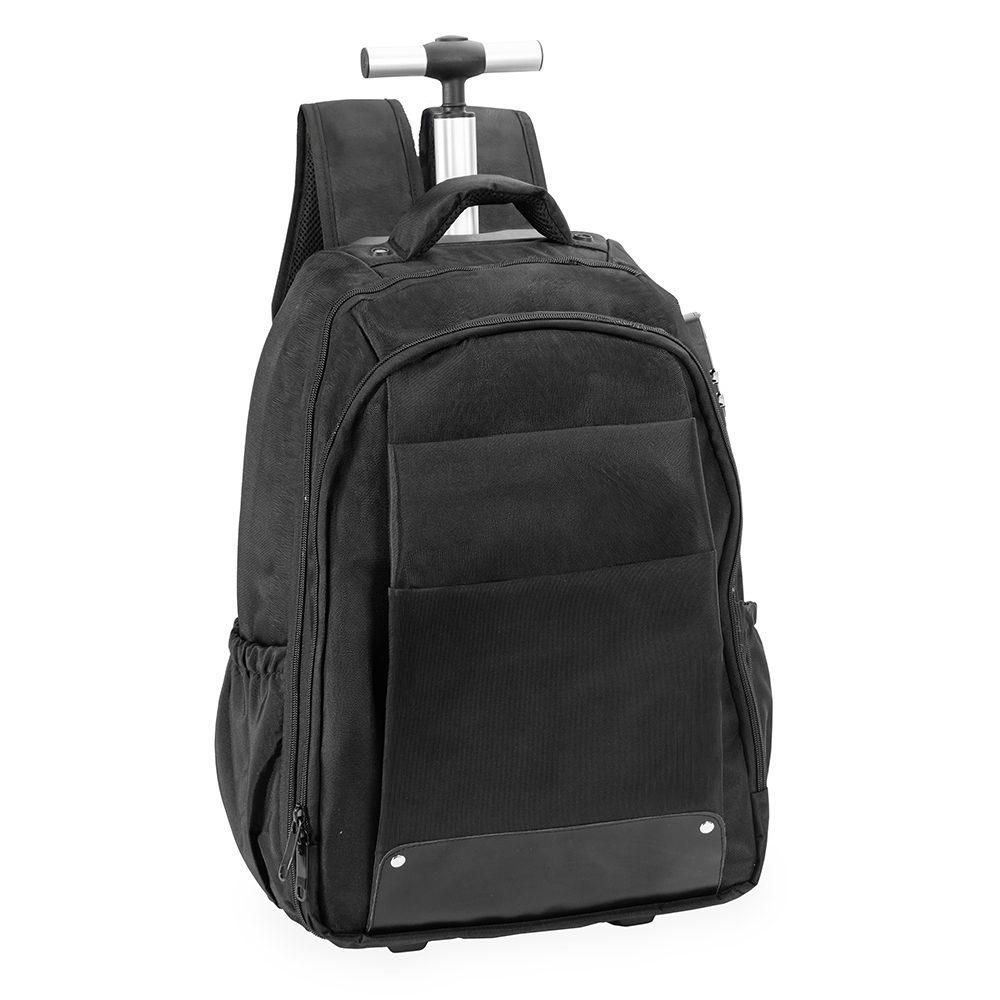 Mochila com rodinhas 27 litros MO1744 na cor Preto, brinde personalizado Sky Brindes