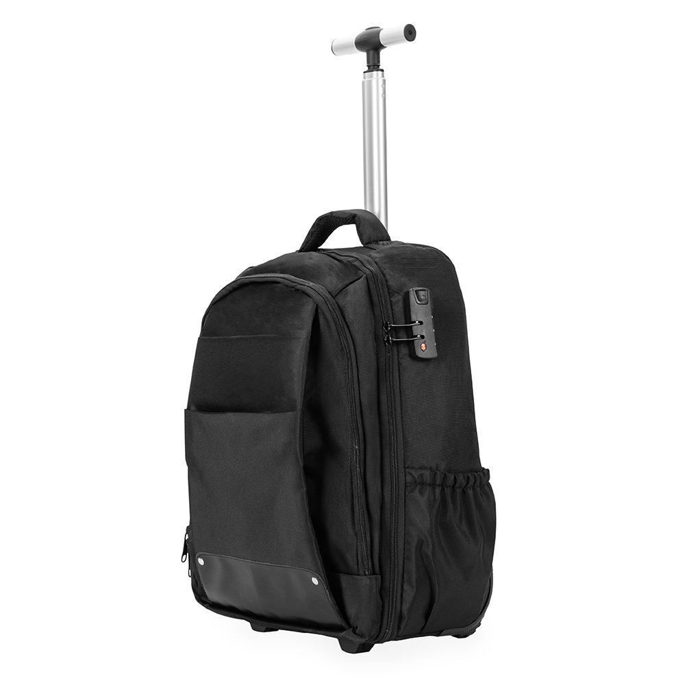 Mochila com rodinhas 27 litros MO1744 na cor Preto, brinde personalizado Sky Brindes