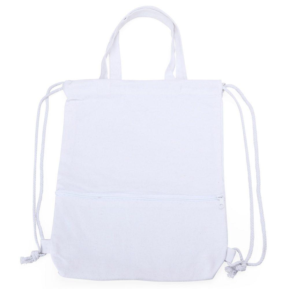 Sacochila lona MO1752 na cor Branco, brinde personalizado Sky Brindes