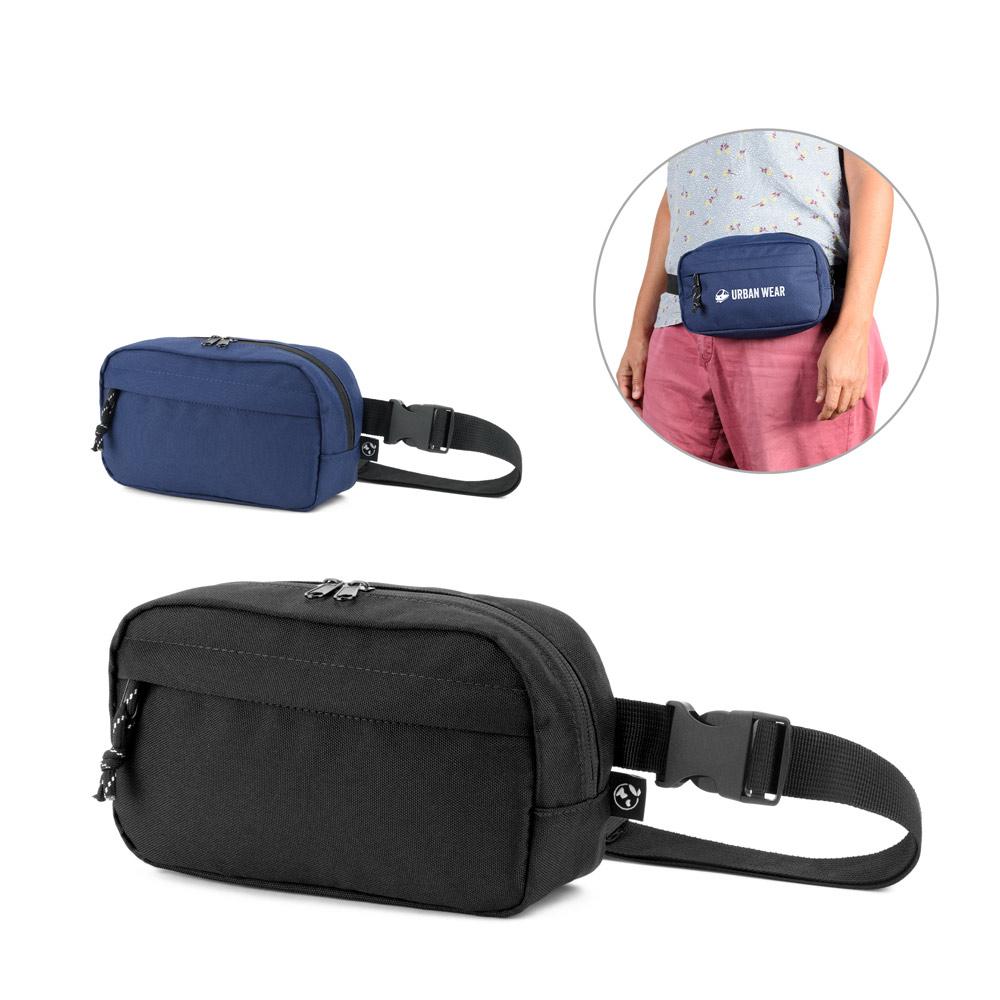 Pochete em 600d poliéster reciclado e forro em 210d poliéster reciclado MO1811 na cor Preto, brinde personalizado Sky Brindes
