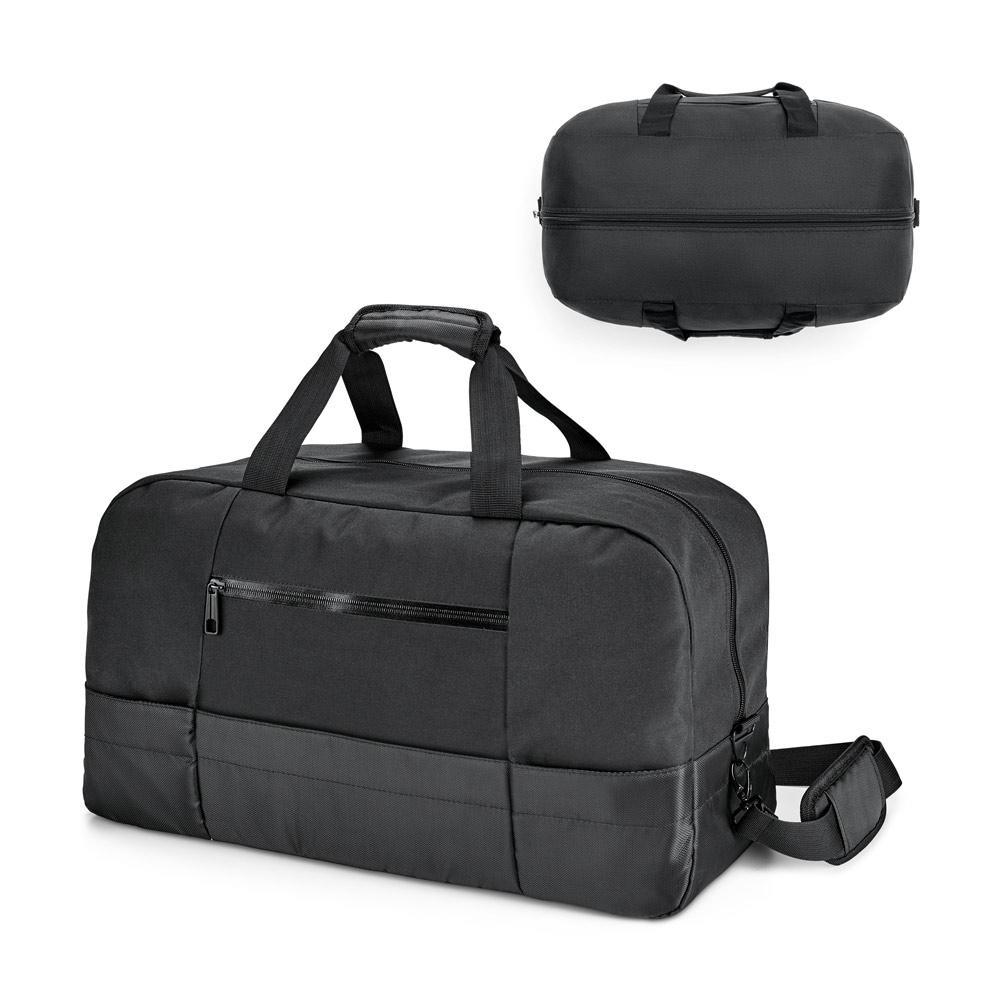 Bolsa esportiva executivo em 840d jacquard e 300d com interior forrado (30 l) MO1814 na cor Preto, brinde personalizado Sky Brindes