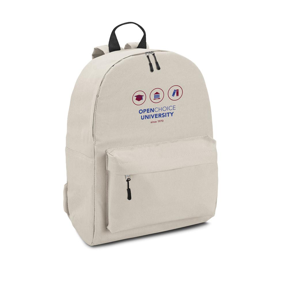 Mochila em 600d com alças almofadadas 18 l MO1825 na cor Bege, brinde personalizado Sky Brindes