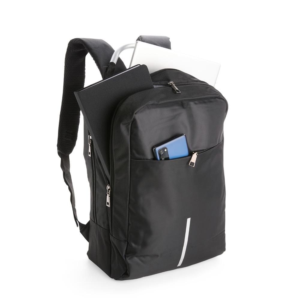 Mochila antifurto poliéster 16 litros MO1888 na cor Preto, brinde personalizado Sky Brindes