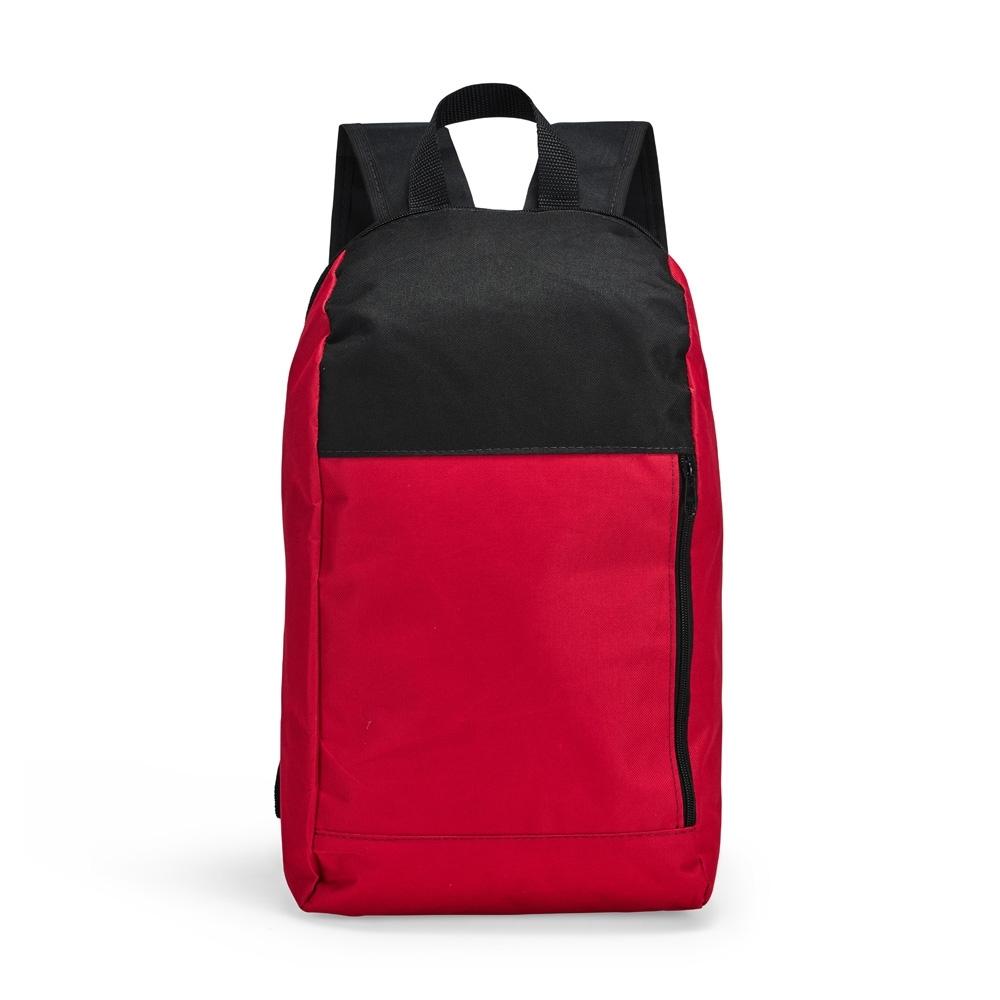 Mochila poliéster 14l MO1893 na cor Vermelho e inox, brinde personalizado Sky Brindes