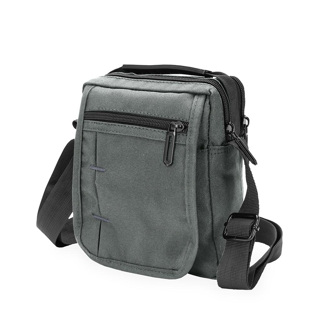 Bolsa de ombro em nylon MO1895 na cor Cinza, brinde personalizado Sky Brindes