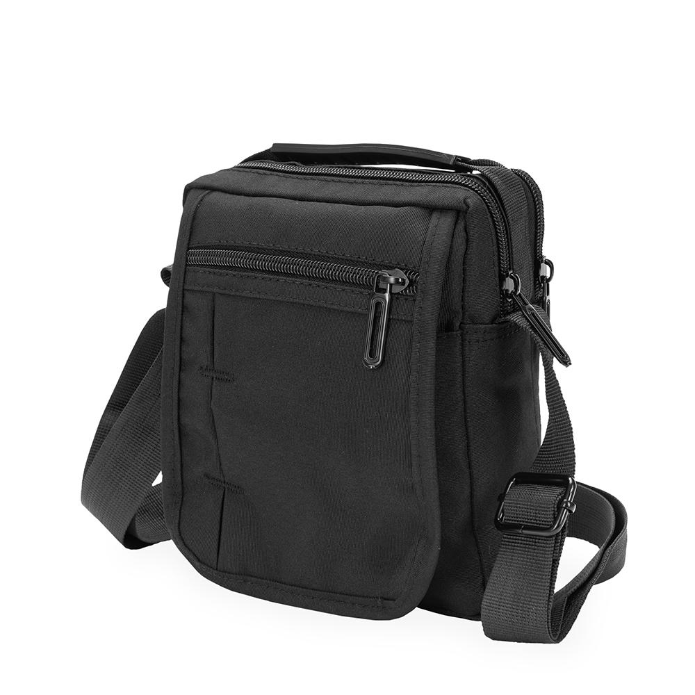 Bolsa de ombro em nylon MO1895 na cor Preto, brinde personalizado Sky Brindes