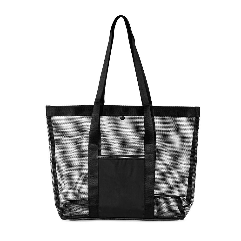 Sacola tela pvc MO1897 na cor Preto e preto, brinde personalizado Sky Brindes