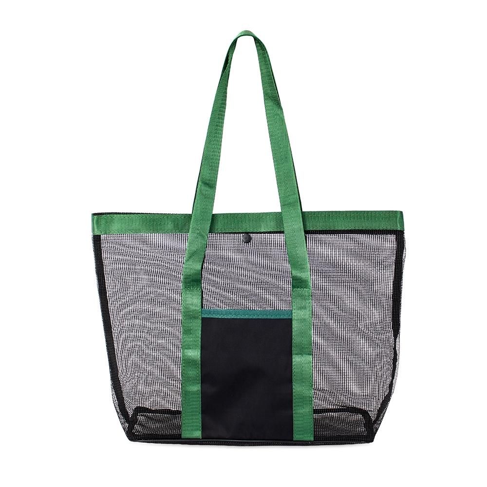 Sacola tela pvc MO1897 na cor Preto e verde, brinde personalizado Sky Brindes