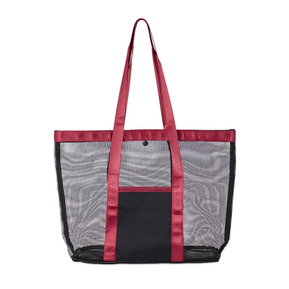 Sacola tela pvc MO1897 na cor Preto e vermelho, brinde personalizado Sky Brindes