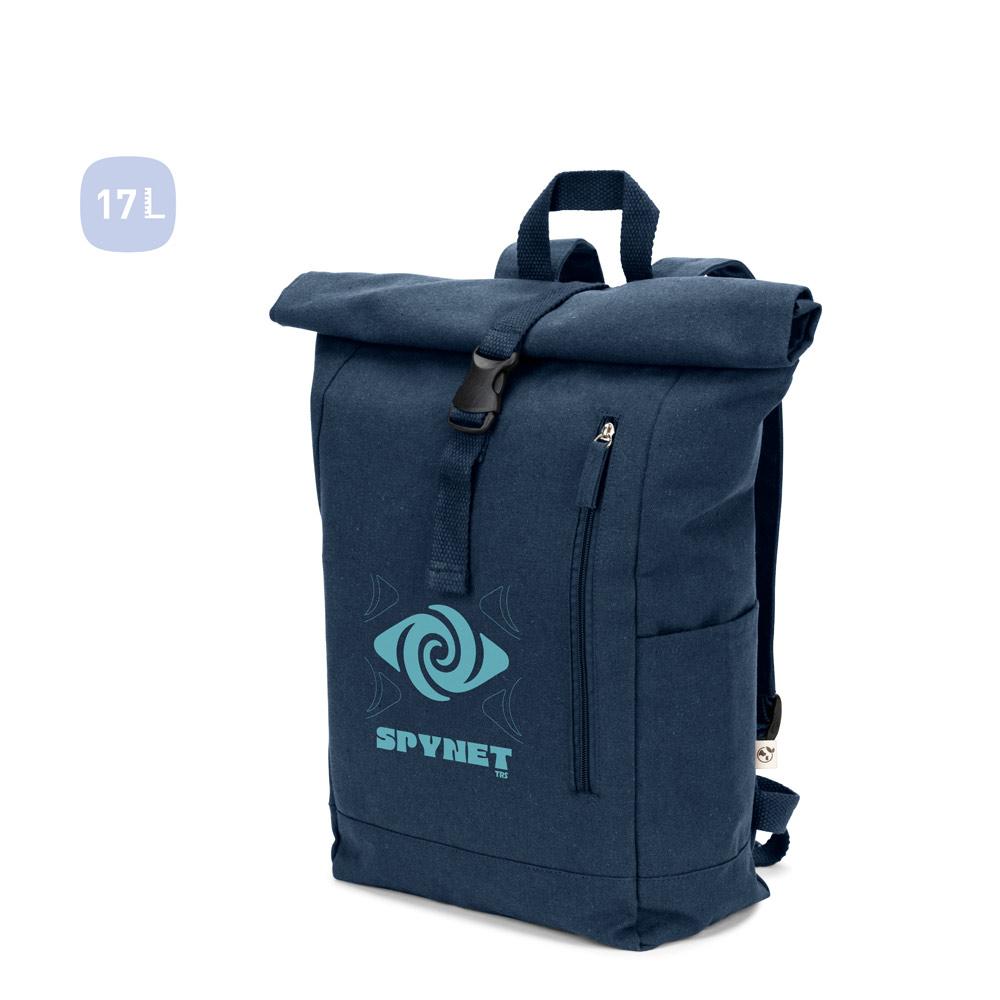 Mochila "roll top" em algodão reciclado e poliéster reciclado (380 gm²)