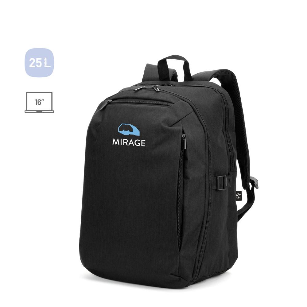Mochila com um compartimento de abertura total em poliéster reciclado 300d de alta densidade (16")