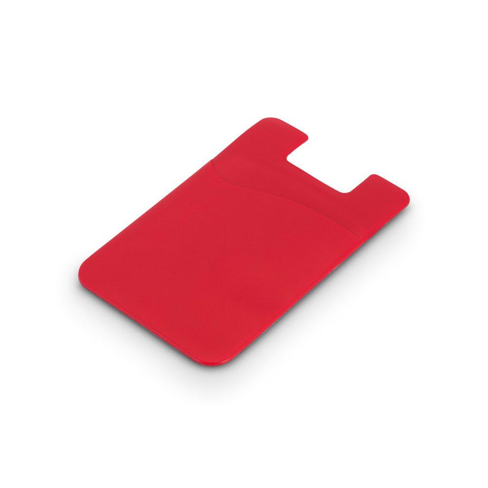Porta cartões p celular PA0390 na cor Vermelho, brinde personalizado Sky Brindes