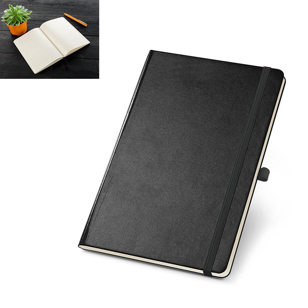 Caderno com Pauta PA1078 na cor Preto, brinde personalizado Sky Brindes
