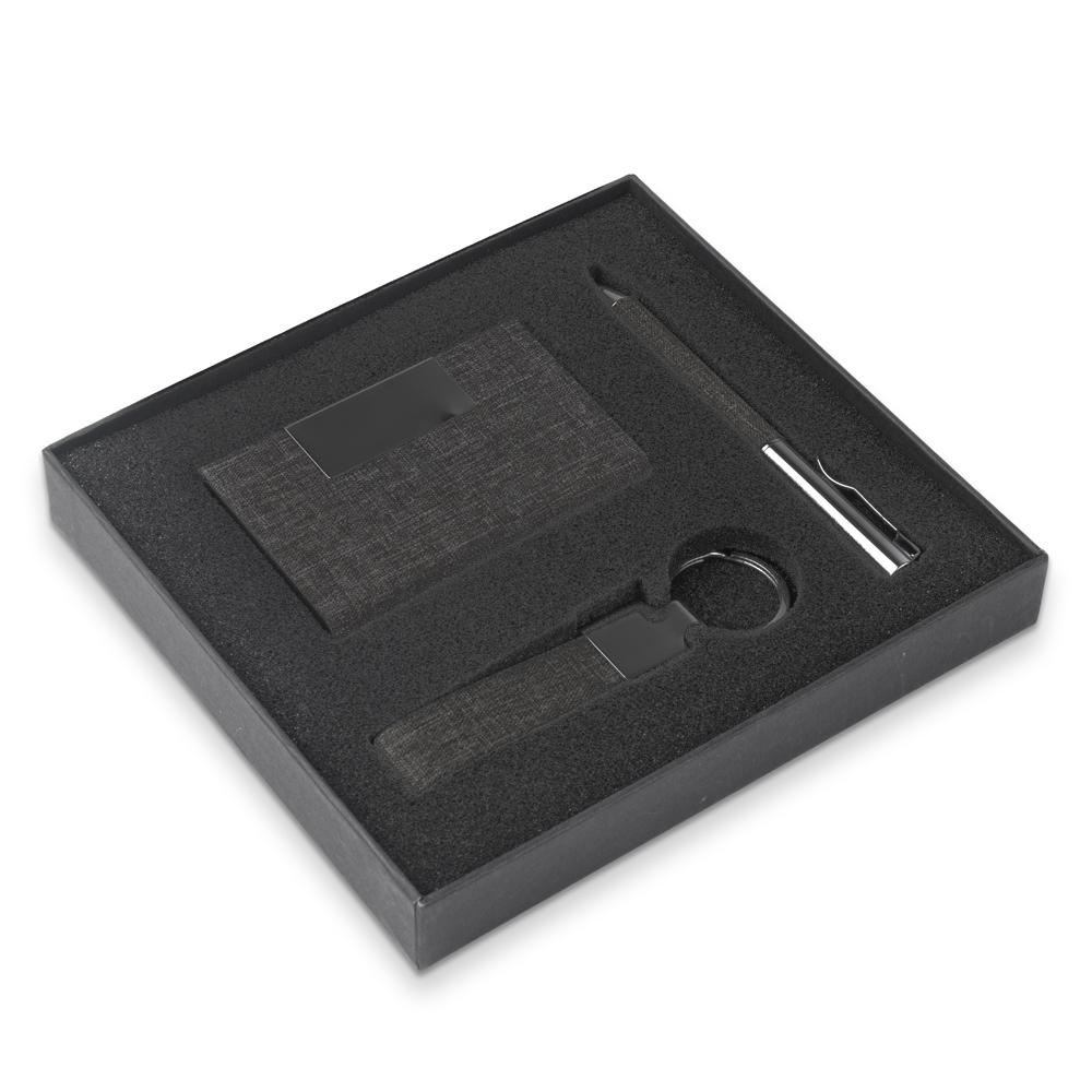 Kit Escritório PA1646 na cor Preto, brinde personalizado Sky Brindes