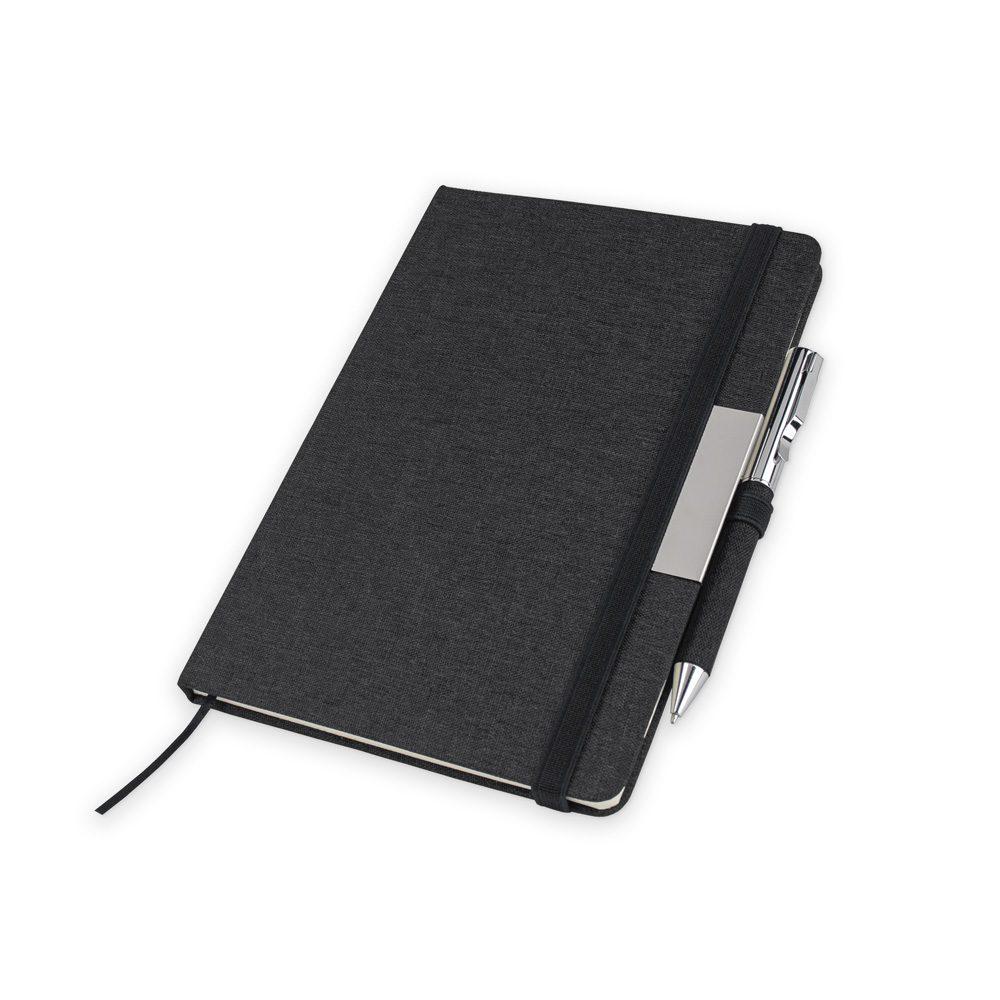 Kit Caderno PA1648 na cor Preto, brinde personalizado Sky Brindes