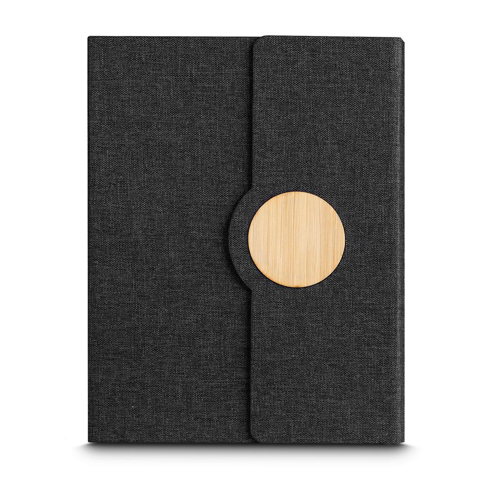Caderno de Anotações PA1660 na cor Preto, brinde personalizado Sky Brindes