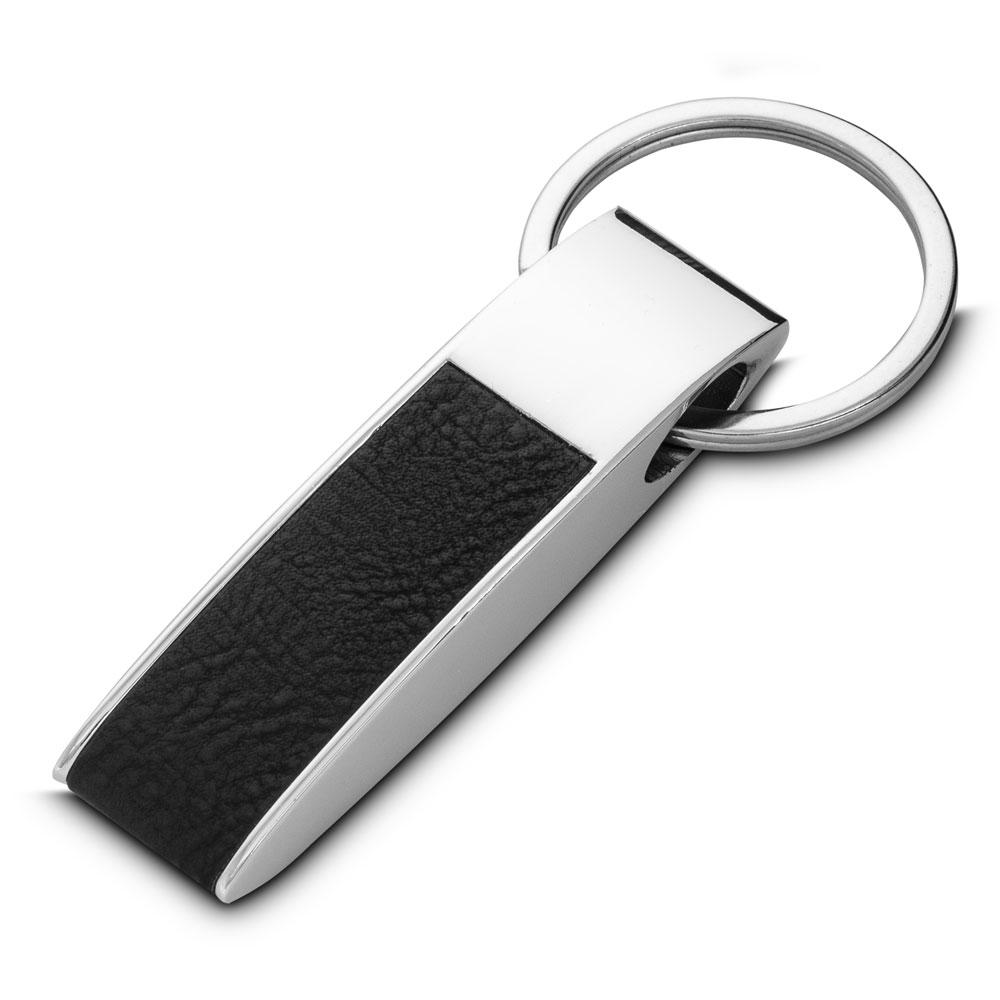 Chaveiro PA1666 na cor Preto, brinde personalizado Sky Brindes